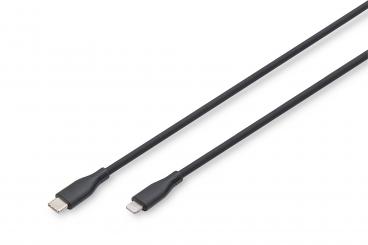 Lightning Silikon Anschlusskabel, USB-C - Lightning, 2m, schwarz 