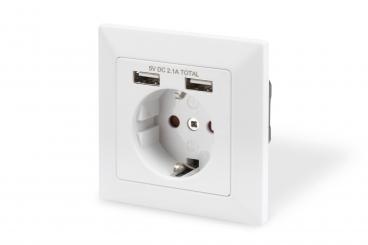 Sicherheits-Steckdose für Unterputzmontage mit 2 USB-Ports 